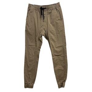 Zanerobe Pants Mens 32 Beige Drop Crotch Jogger Chino Elastic Waist Cuffs Casual